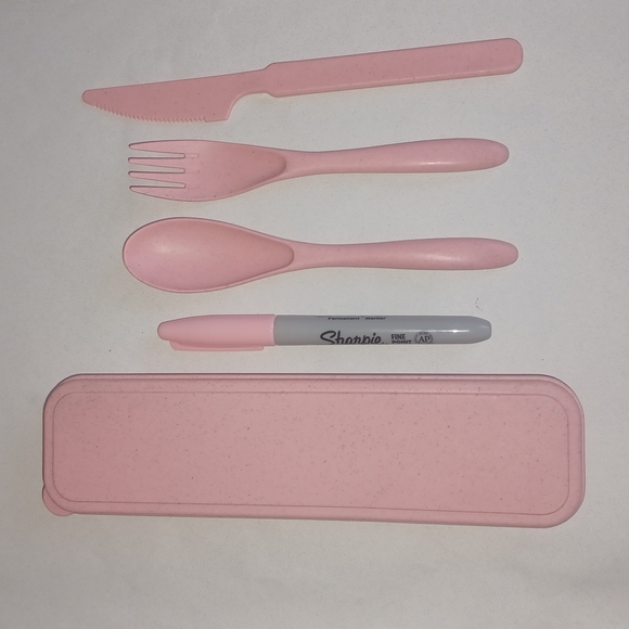 Good Wheat Green Producers Tableware suit Pink spoon, fork, knife set with case - Picture 3 of 10